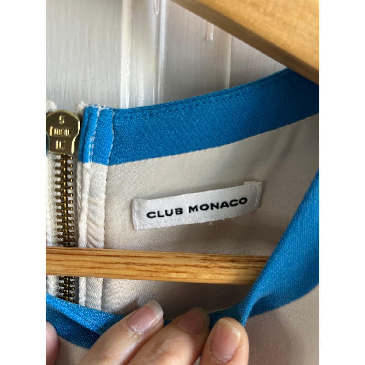 Club Monaco Colorblock Sheath Dress 👗 Blue White Navy Size 4