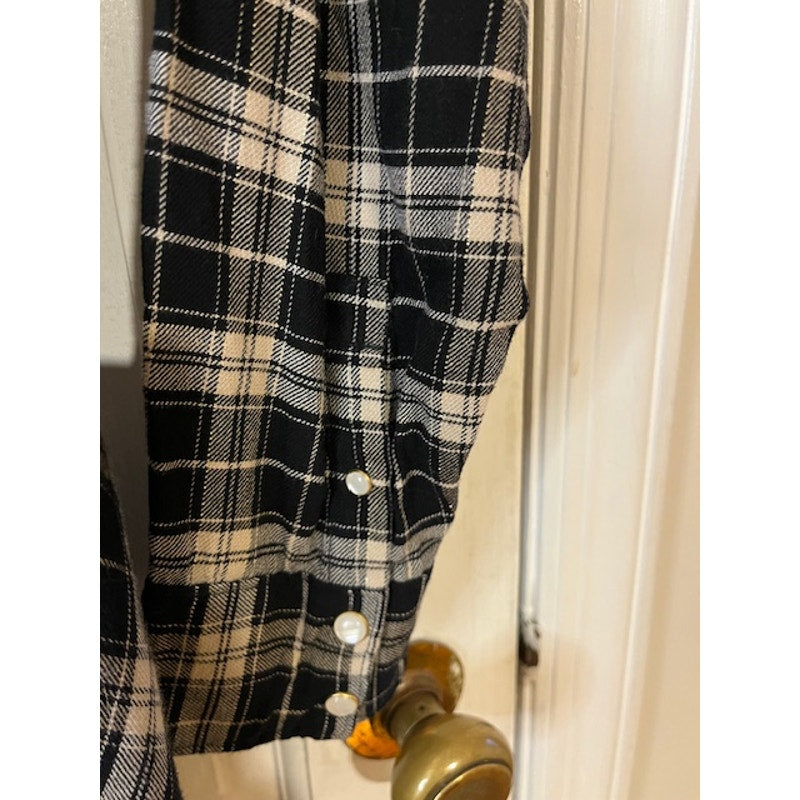 Veronica Beard Sierra Plaid Dress, Pearl Button Front with Ruched Tie - size 6