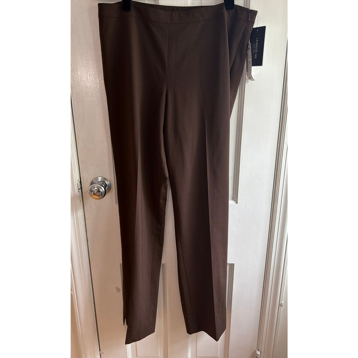 NWT Lafayette 148 Size 10  Espresso Brown Mid Rise Woman's Slim Style Pants