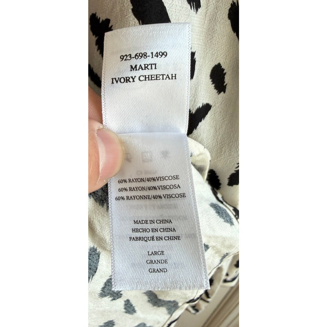 Rails Marti Ivory Cheetah Print Button Down Shirt Size Large EUC