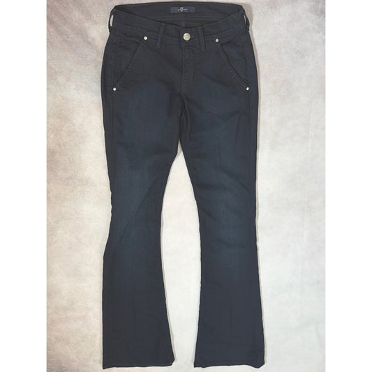 7 For All Mankind Black Flare Bootcut Jeans Size 23 Stretch Y2K Low Mid Rise 32