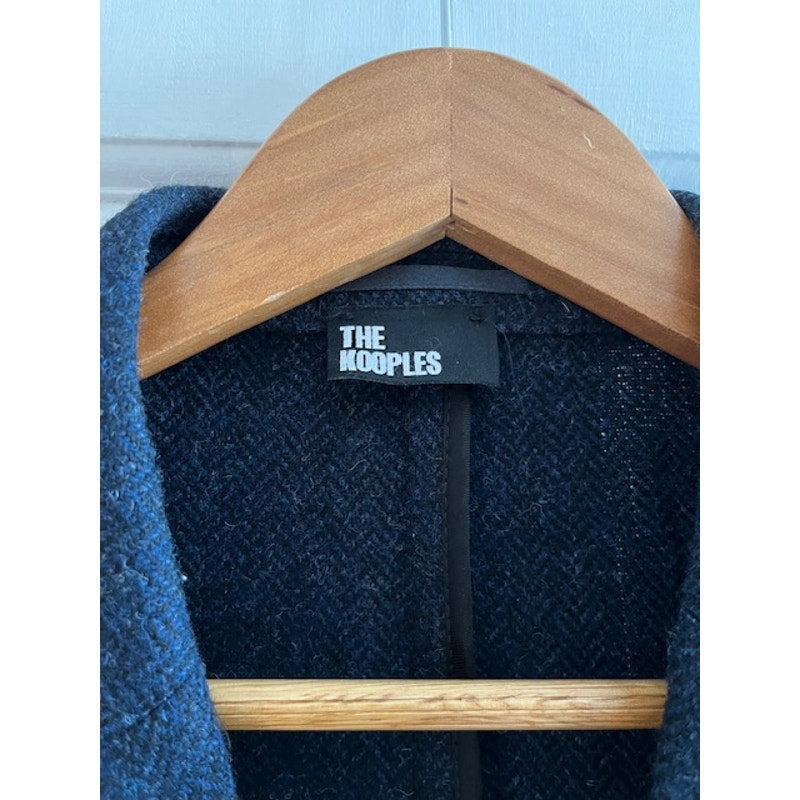 Kooples Blue Wool Herringbone Blazer EU Size 48, US 38