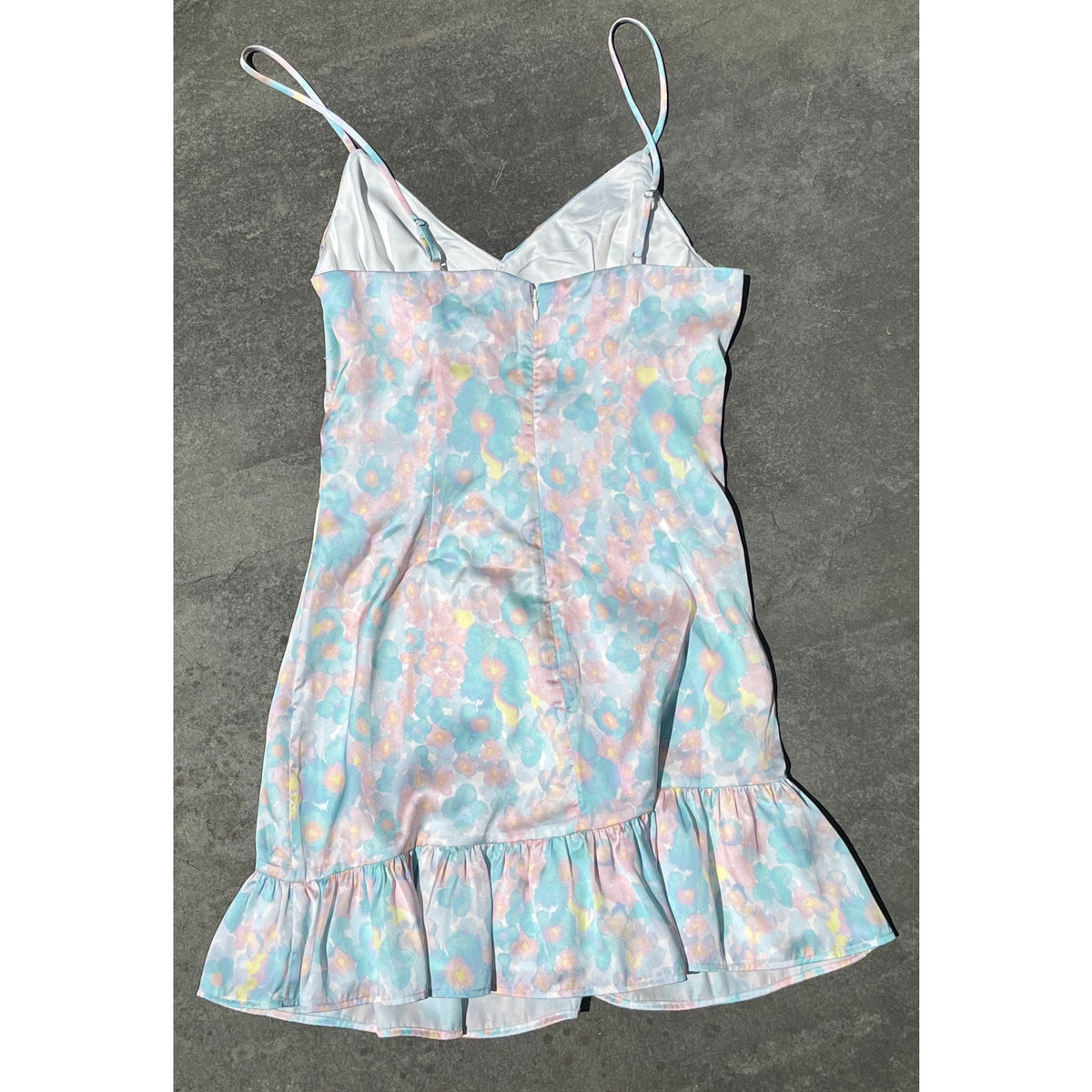 Majorelle Melville Mini Dress S Pastel Abstract Watercolor Ruffle Revolve 🌸✨