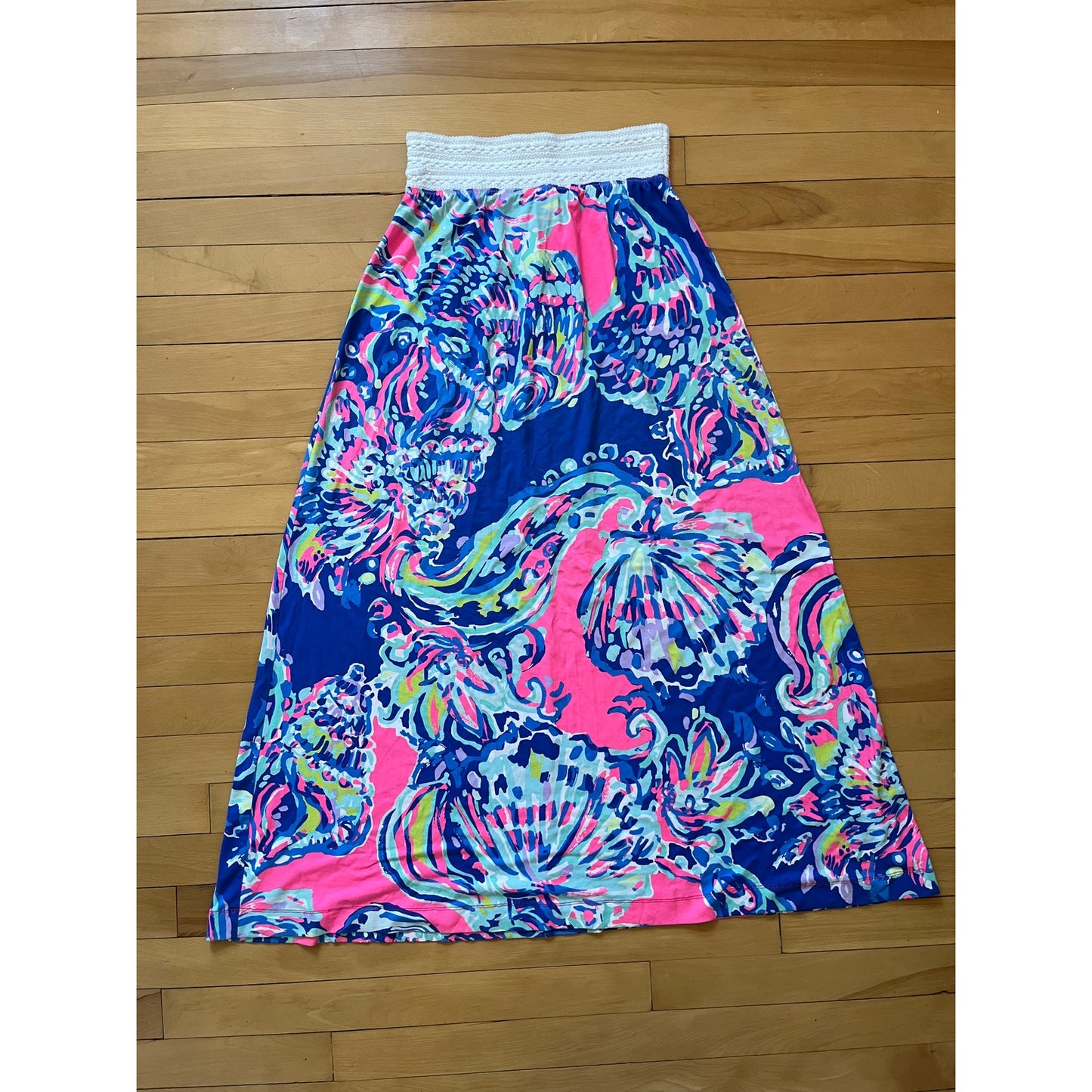 Lilly Pulitzer Nola Maxi Beach Skirt Gypsea Girl S Blue Pink Floral Boho Resort