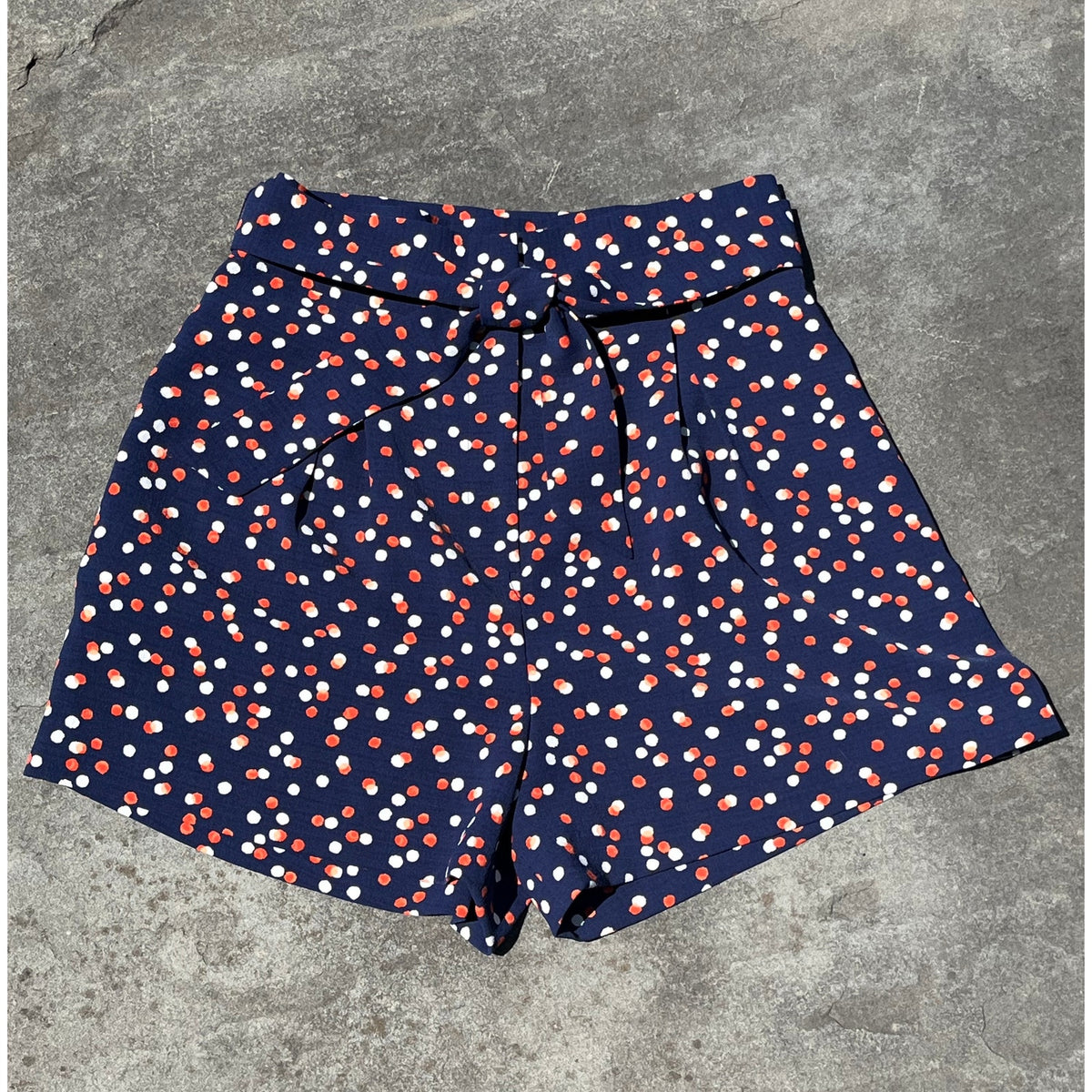 Leith Tie Front Paperbag Shorts Medium Polka Dot High Waist Nordstrom Boho 🖤🤍