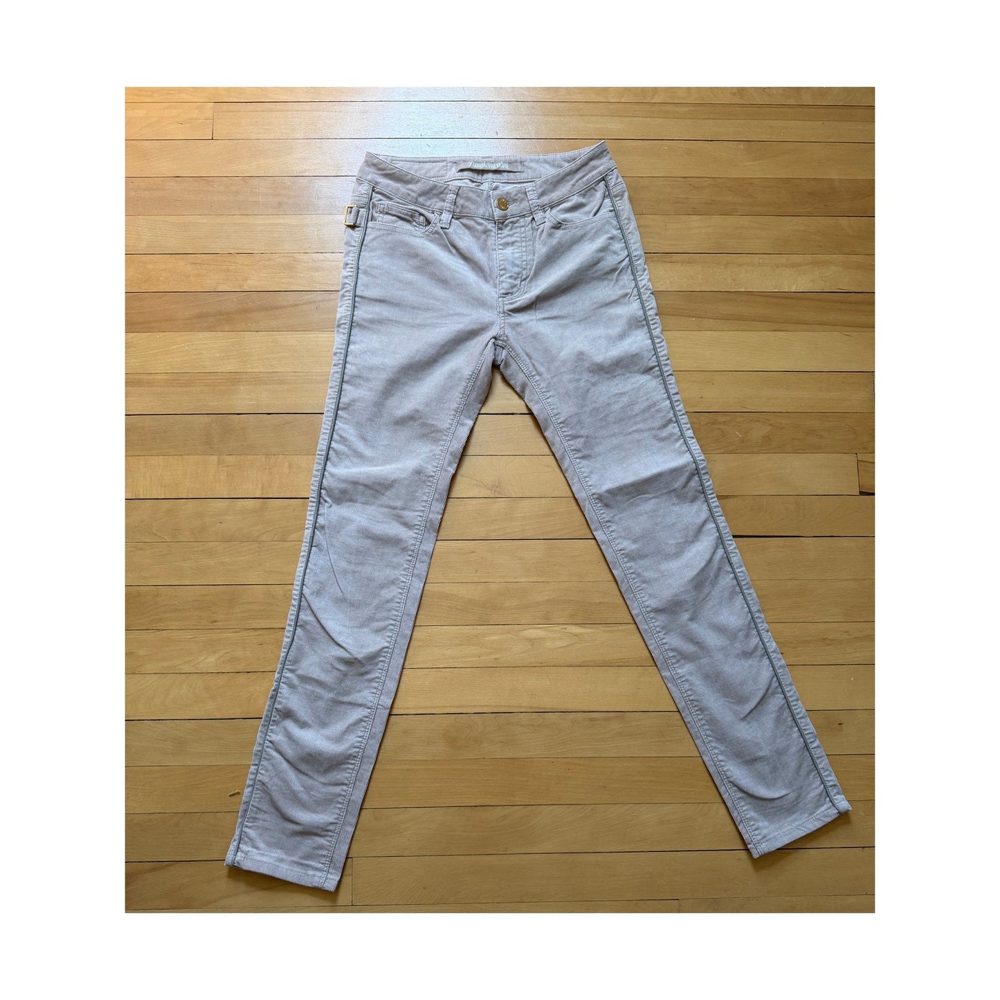 Zadig & Voltaire Eva Velours Corduroy Pants Size 36 Beige Slim Fit Stretch EUC