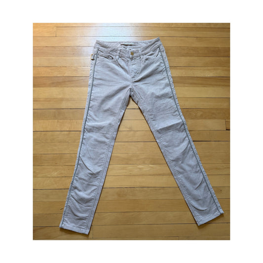 Zadig & Voltaire Eva Velours Corduroy Pants Size 36 Beige Slim Fit Stretch EUC