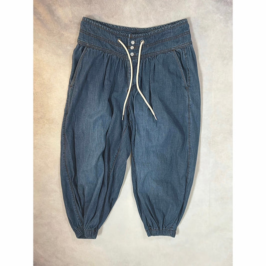 Pilcro Anthropologie Harem Pants Womens XS Blue Denim Drawstring Balloon Jogger