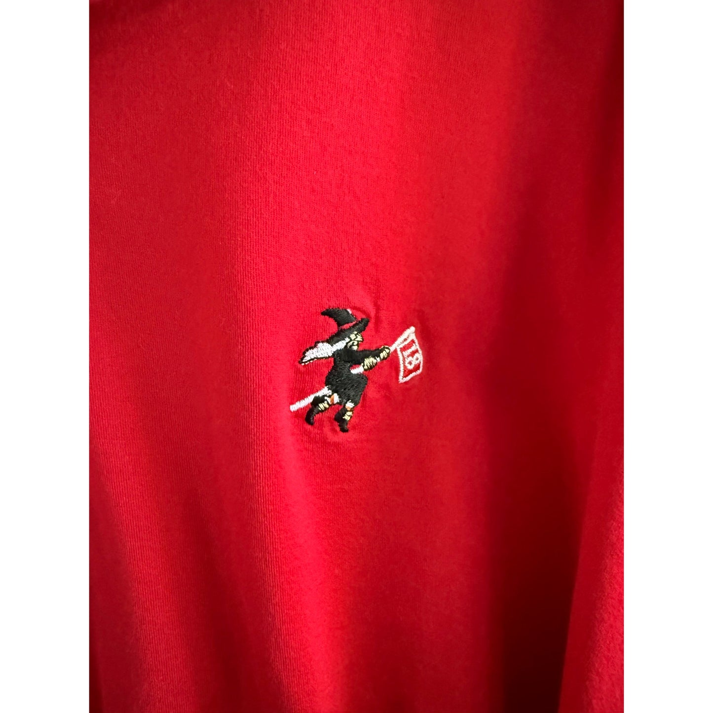 Vintage Fairway Greene Salem Witch Logo Red Polo Shirt Golf Mens Large L EUC