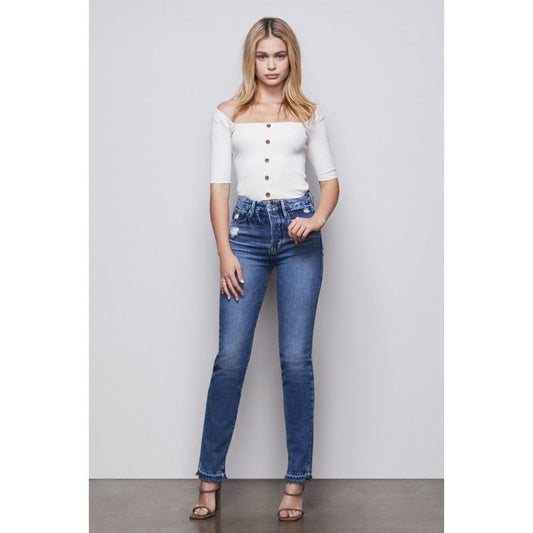 Good American Good Boy Straight Slit Hem Jeans 0/25 - ✨ High Rise Comfort ✨