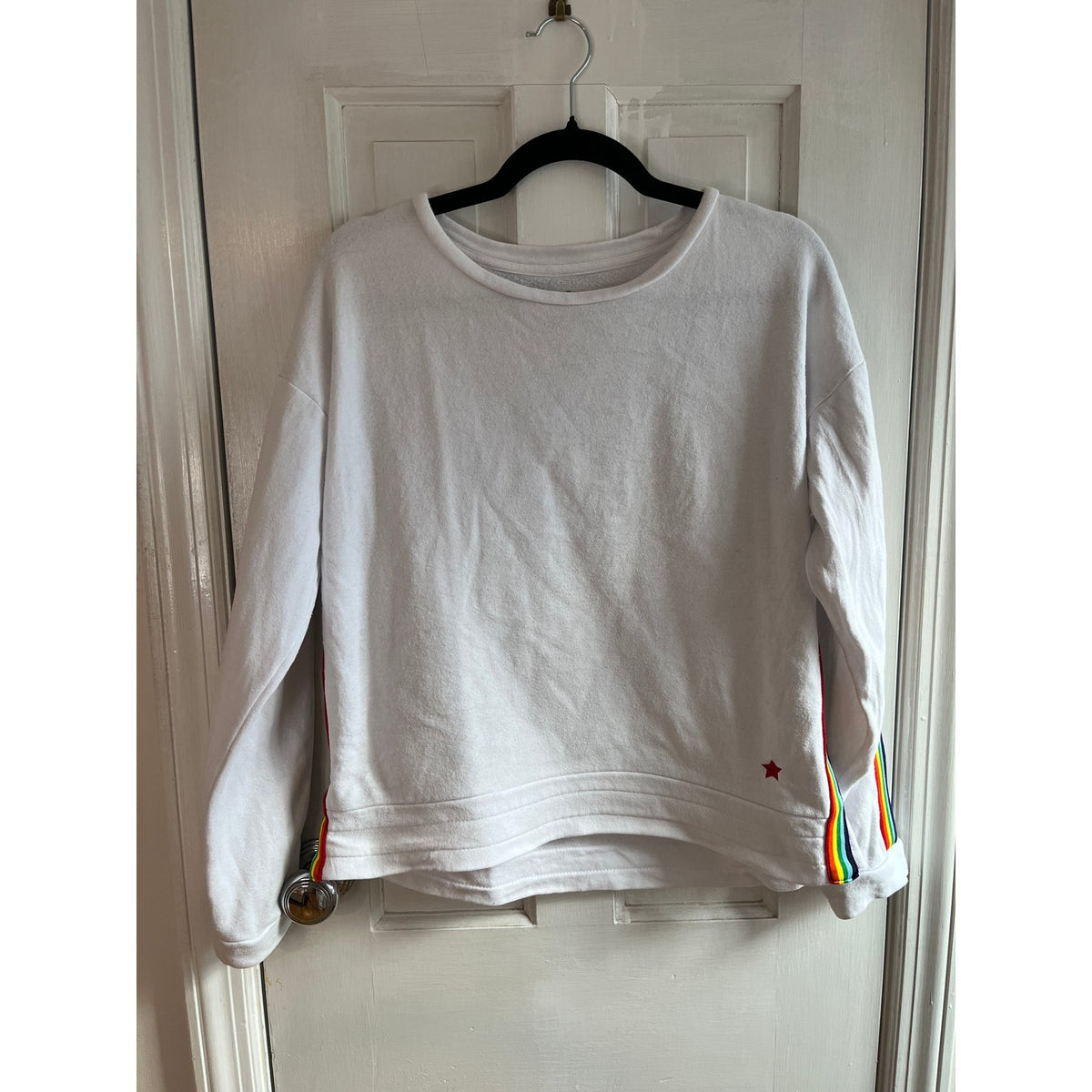 Tracy Anderson x GILI Rainbow Stripe Star Sweatshirt White S