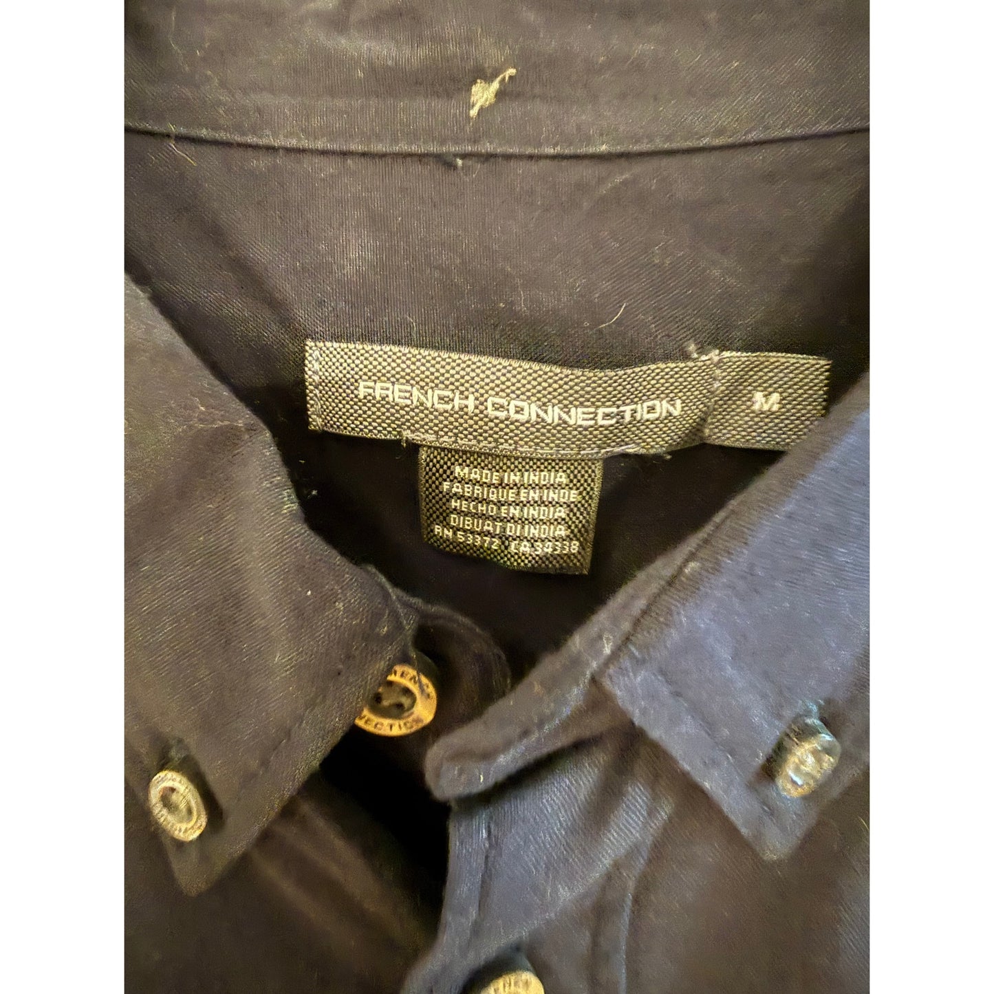 French Connection Men's Black Button Down Shirt Medium