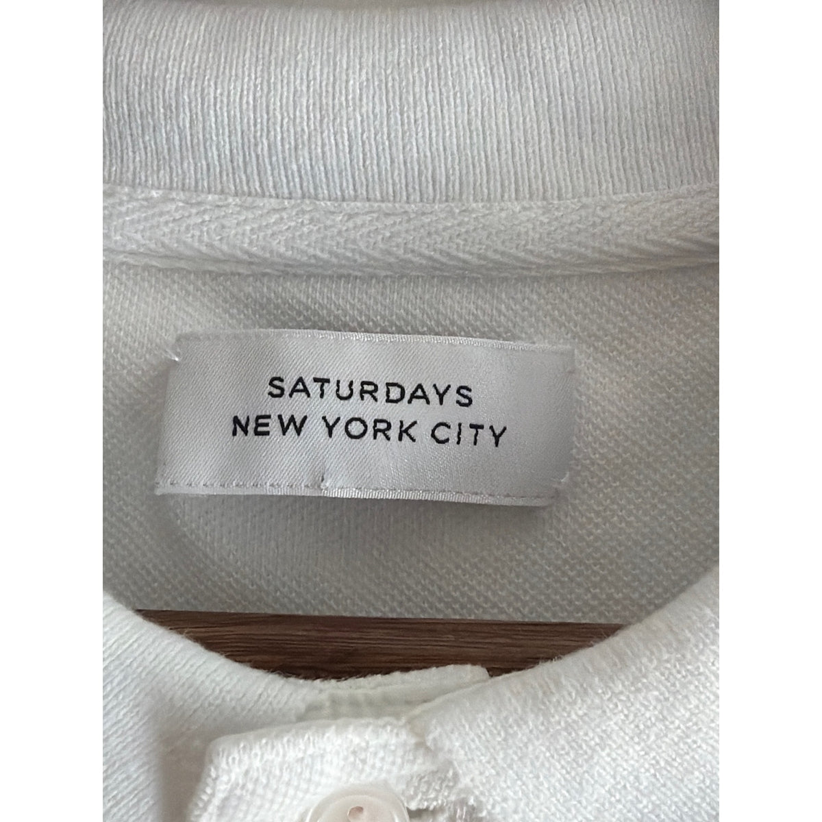 Saturdays NYC White Slash Pique Polo Shirt Mens XXL