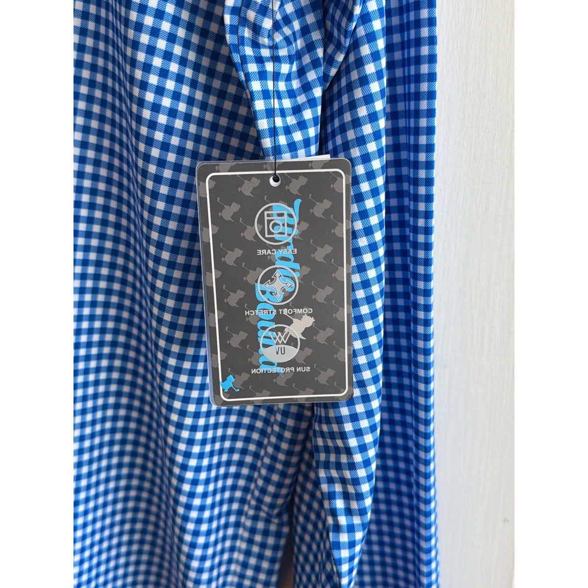 Birdie Bound Blue Gingham Quarter-Zip Golf Pullover Shirt - NWT, 2XL 