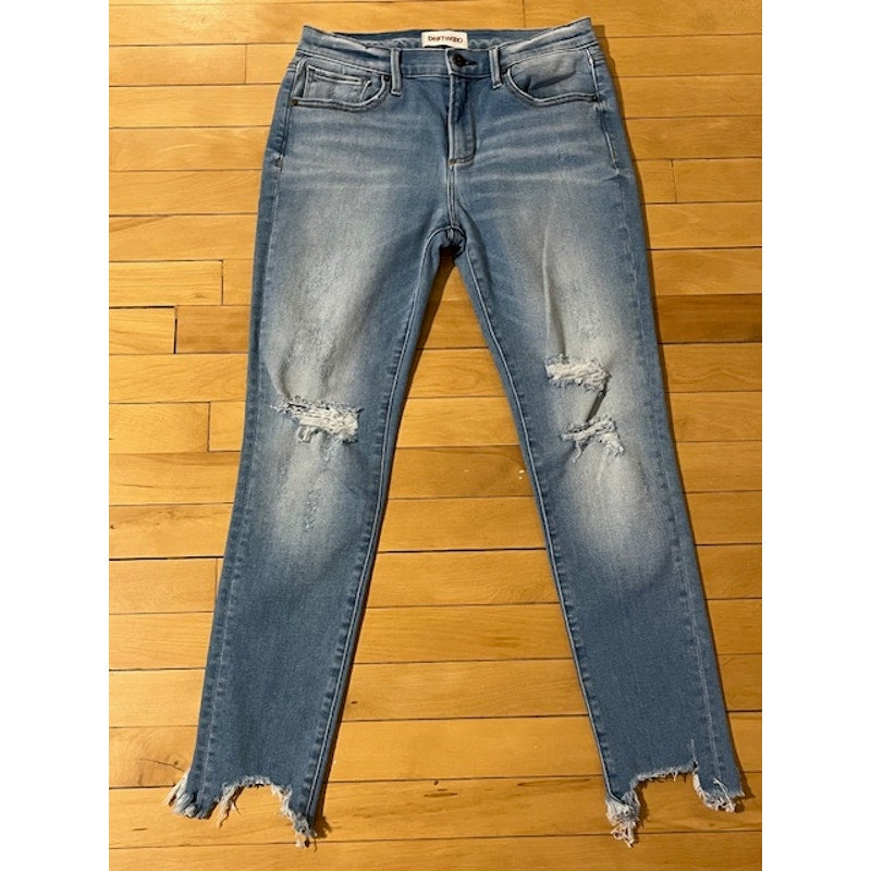 Driftwood distressed Jackie jeans, chewed raw hem - Waist 27