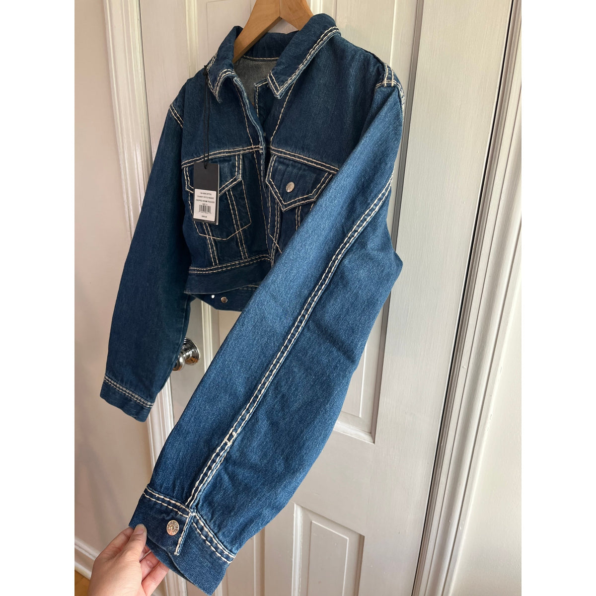 NWT RE/DONE Chunky Stitch Indigo Cropped Trucker Jacket S ✨ Street Holy Grail ✨