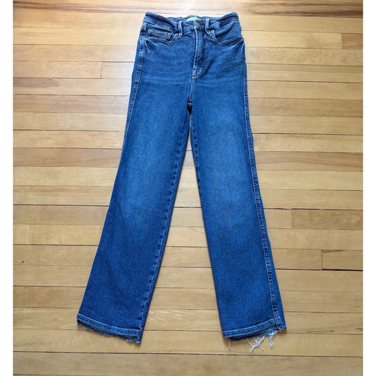 Good American Good Curve Straight Jeans Size 0/25 High Rise Medium Wash EUC
