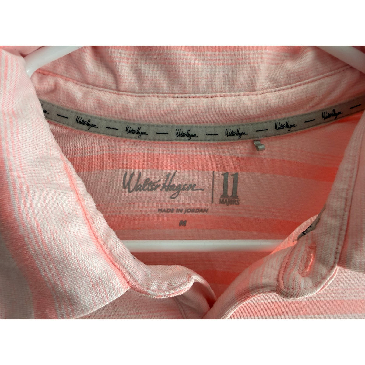 Walter Hagen Performance Golf Polo – Peach/Pink Stripe – Size M