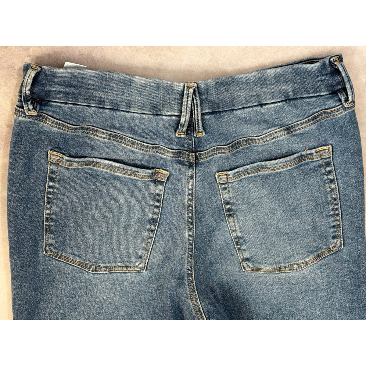 Good American Pull On Straight Jeans Womens Large Indigo Blue Stretch Denim L