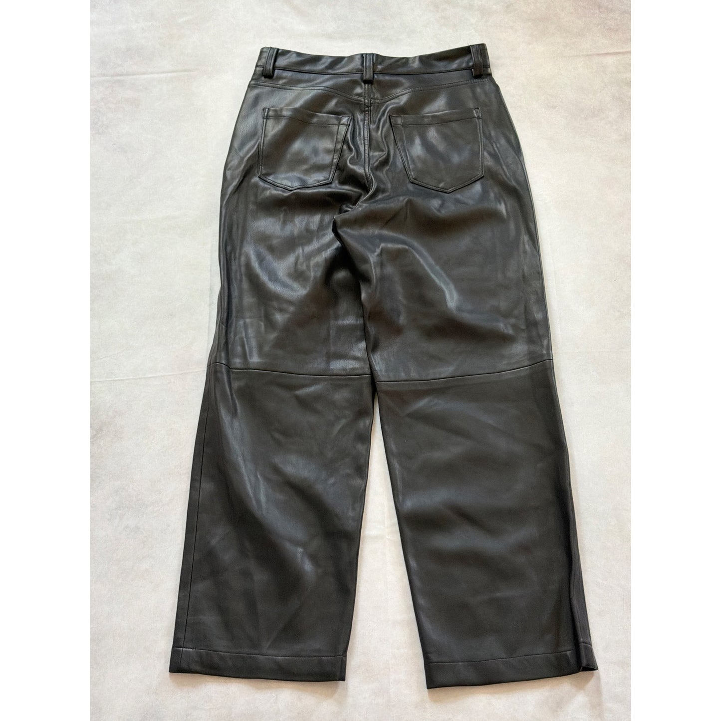 7 For All Mankind High-Rise Black Faux Leather Split Hem Pants Size Small