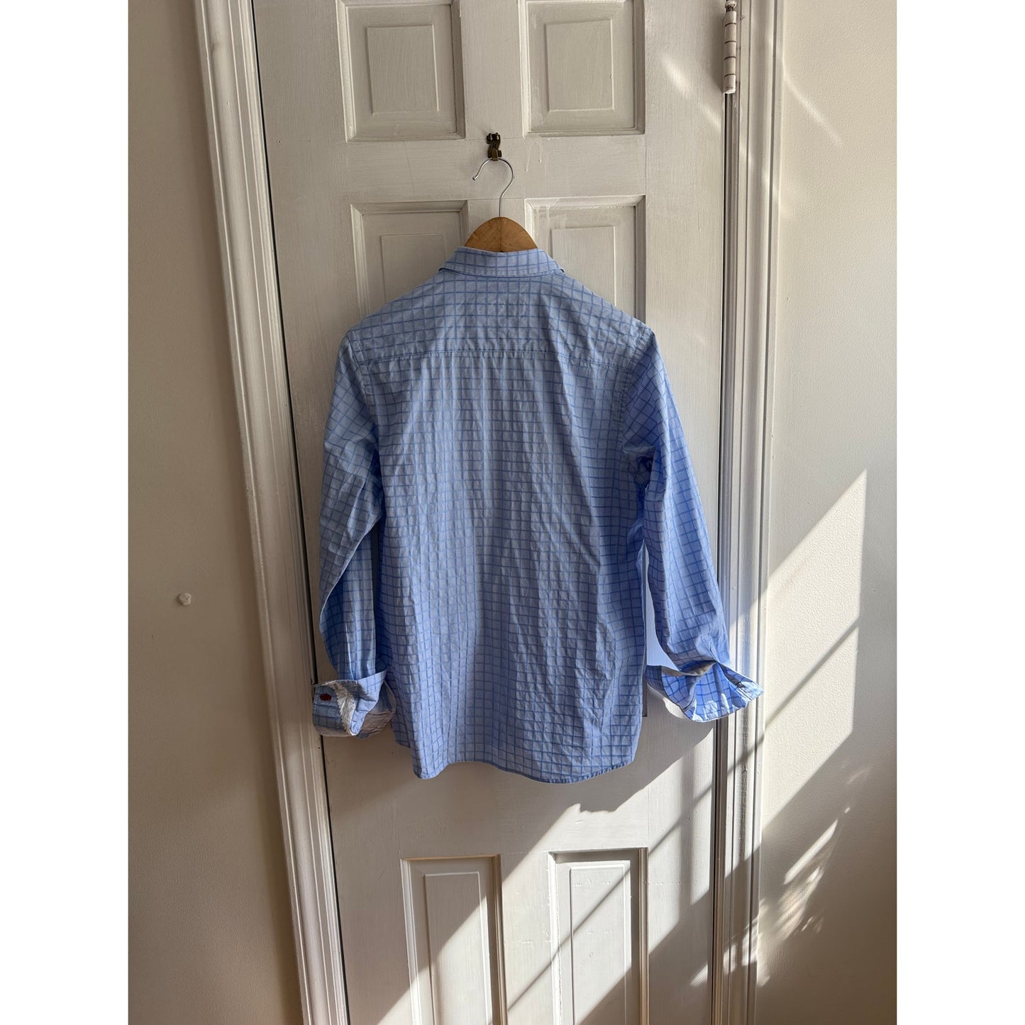 Robert Graham Blue Sport Shirt - Contrast Flip Cuffs - Men's Medium - EUC