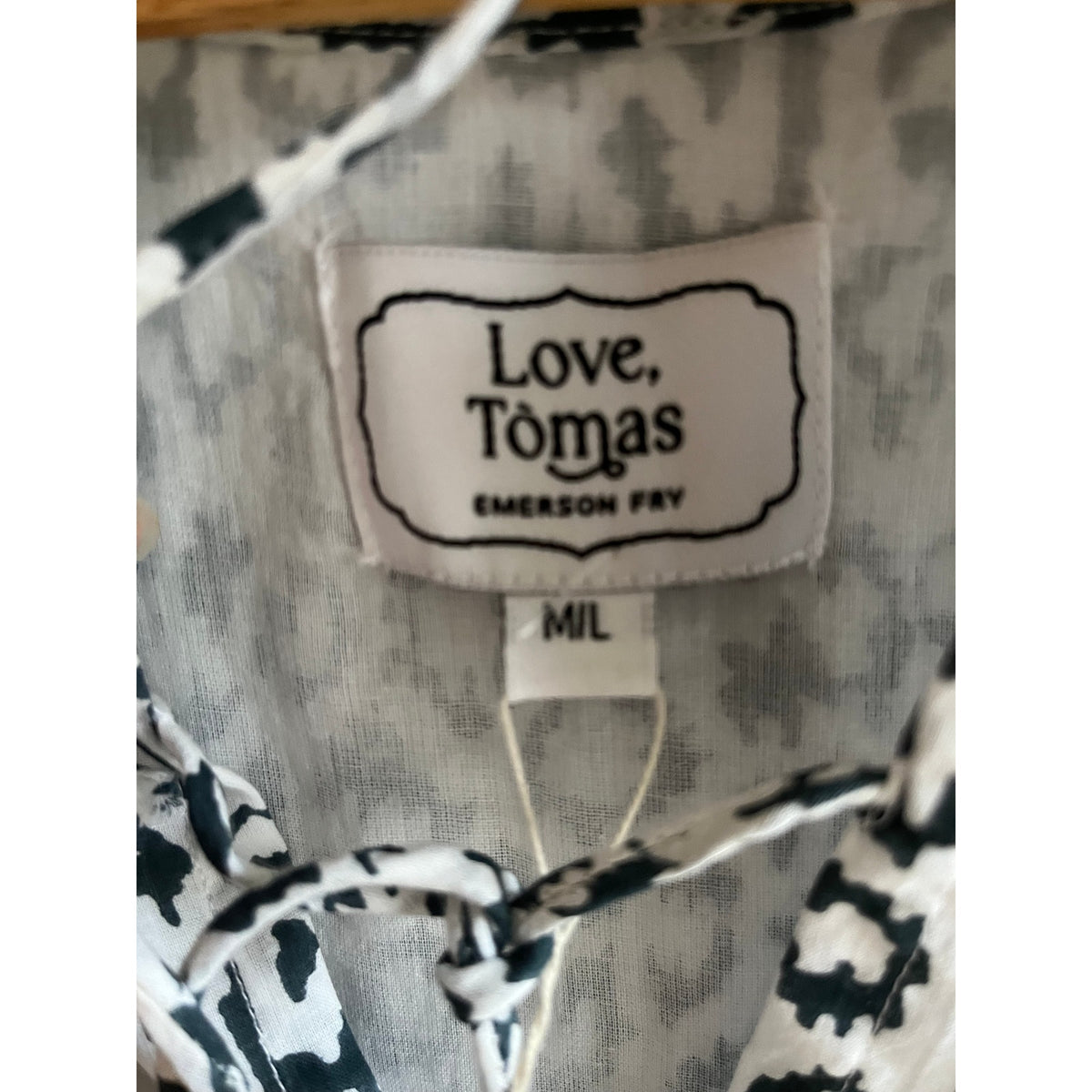 Love Tomas Emerson Fry Angel Dress Organic Cotton Hand Block Print M/L NWT