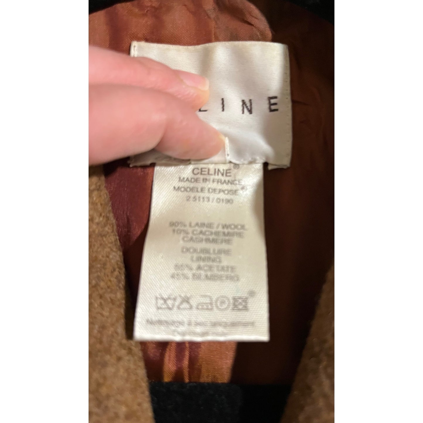 Vintage Celine Brown Wool Cropped Coat - Extra Small