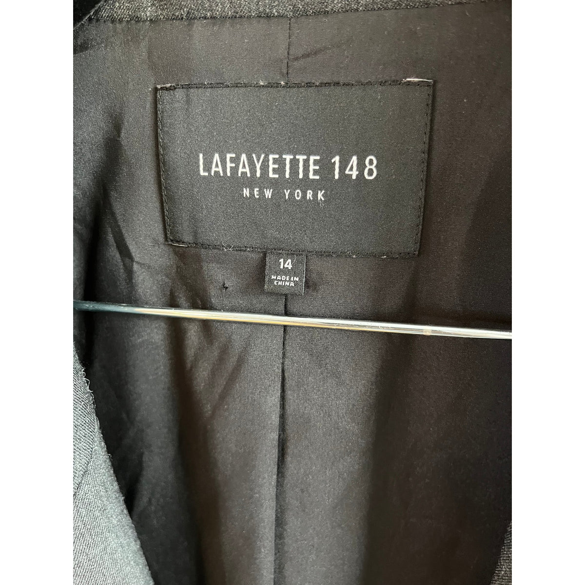 Lafayette 148 New York 100% Virgin Wool Dark Grey Blazer 14 EUC