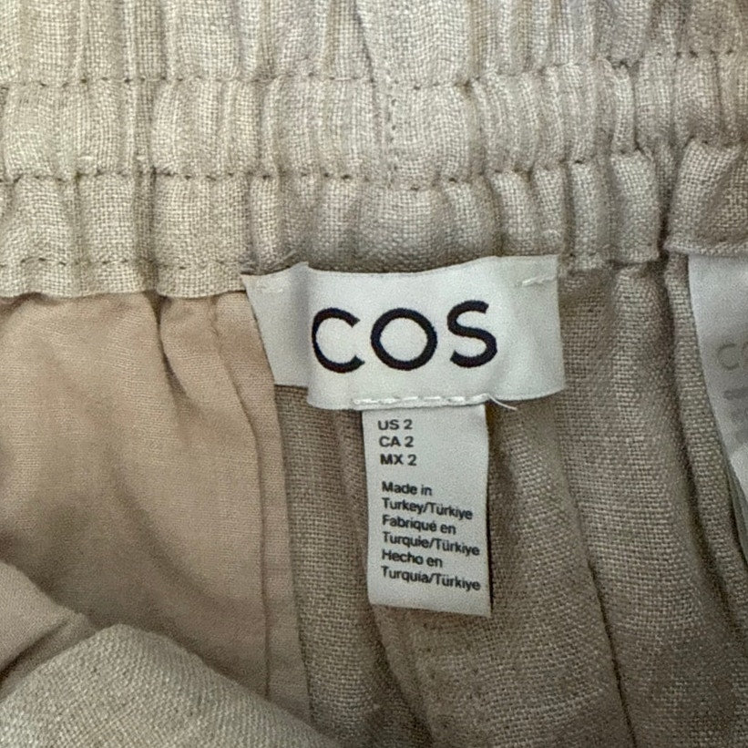 COS High Rise Wide Leg Tailored Linen Pants Beige 2 EUC