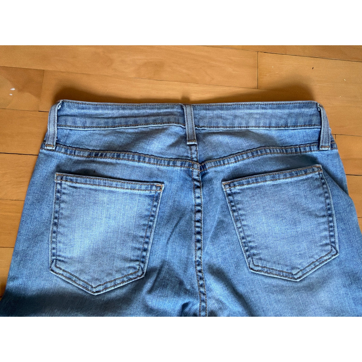 JustBlack Size 28 Duel Wash Cropped Straight Leg Distressed Hem Made In USA