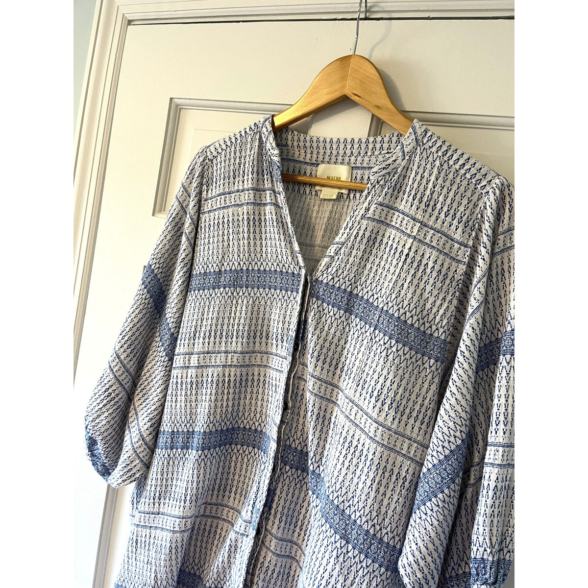 Maeve Anthropologie Printed Chambray Tunic Oversized Shirt or Dress Size L