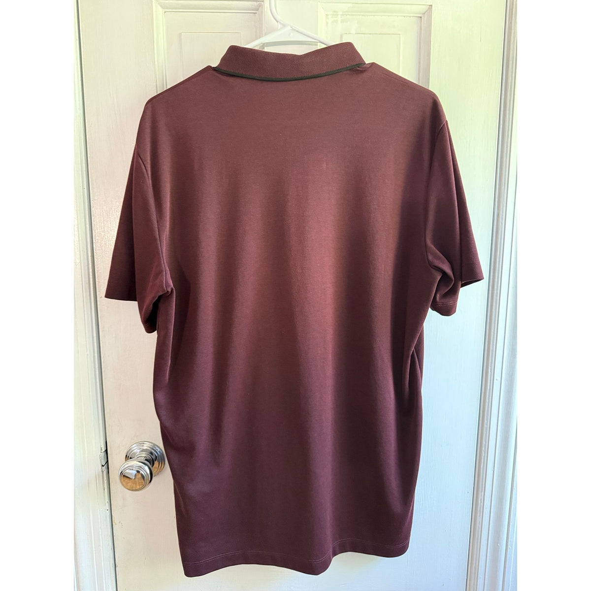 Theory Burgundy Maroon Short Sleeve Polo Shirt Men's Size Large Knit