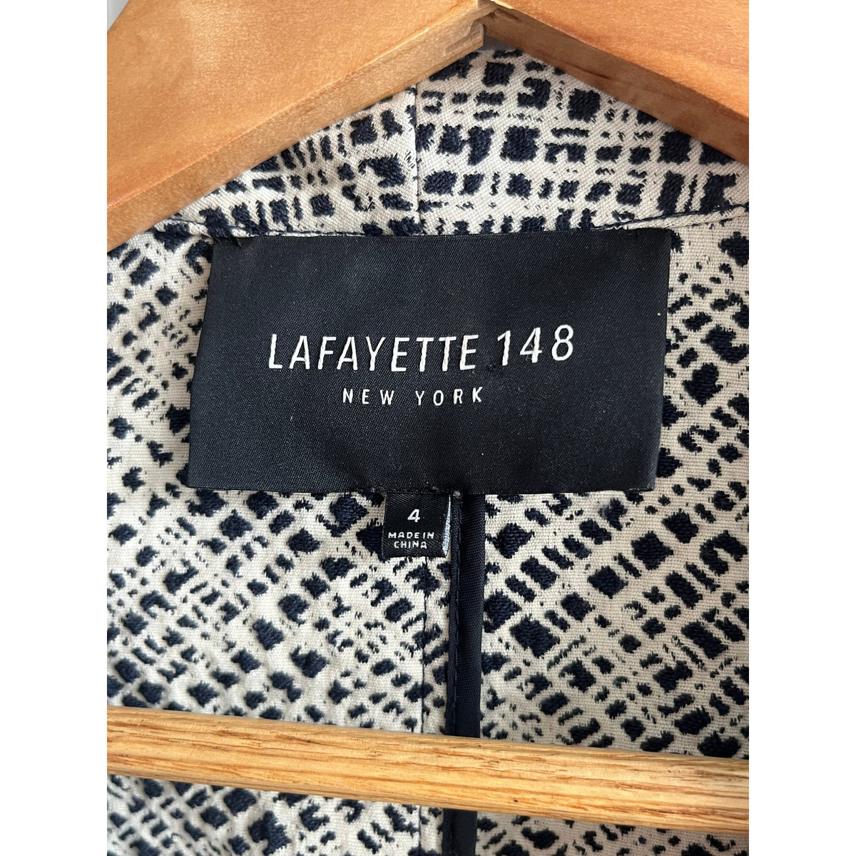 Lafayette 148 New York Textured Tweed Zip Blazer Jacket Black White Size 4