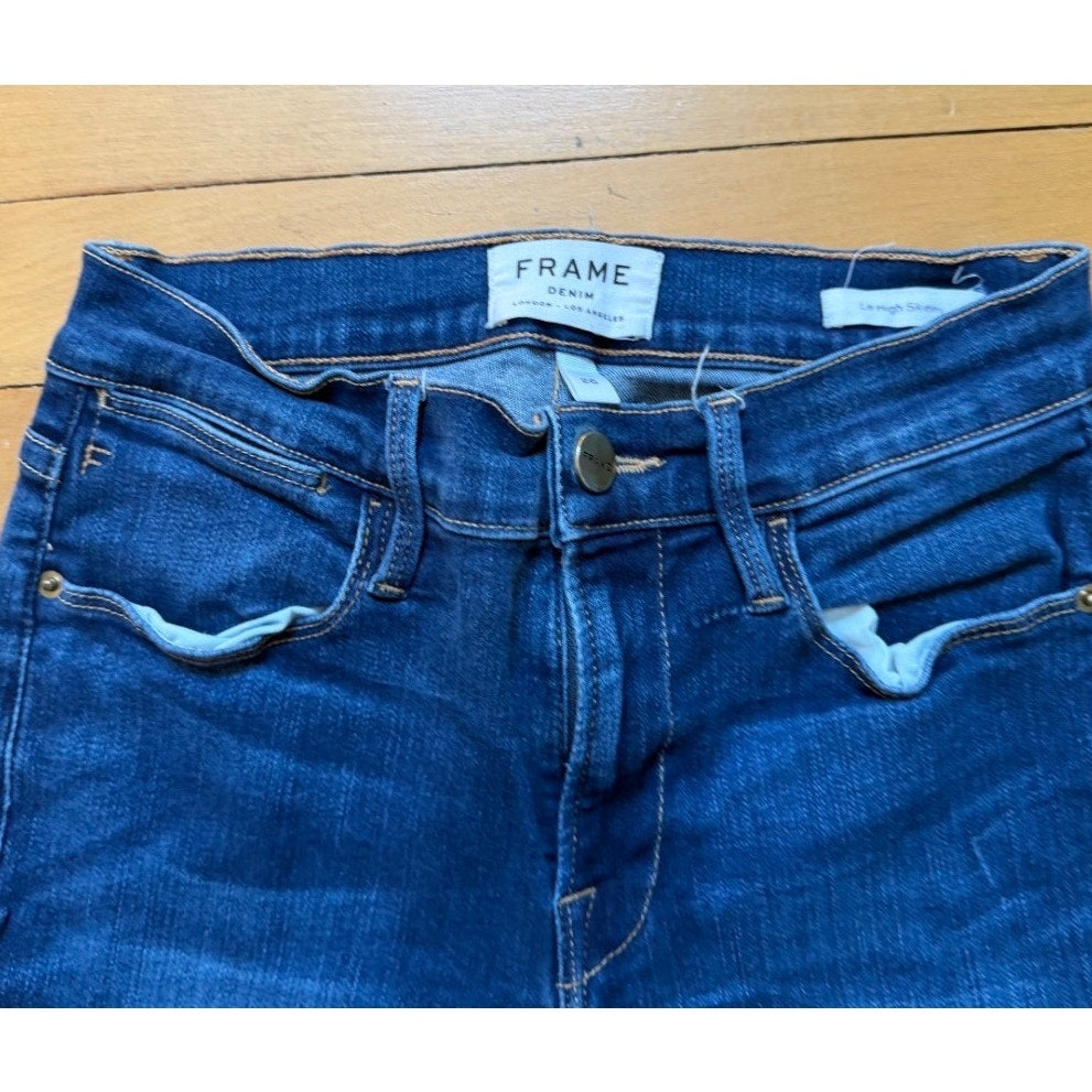 FRAME Le High Skinny Jeans 26 Columbia Road Dark Wash High Rise Stretch EUC