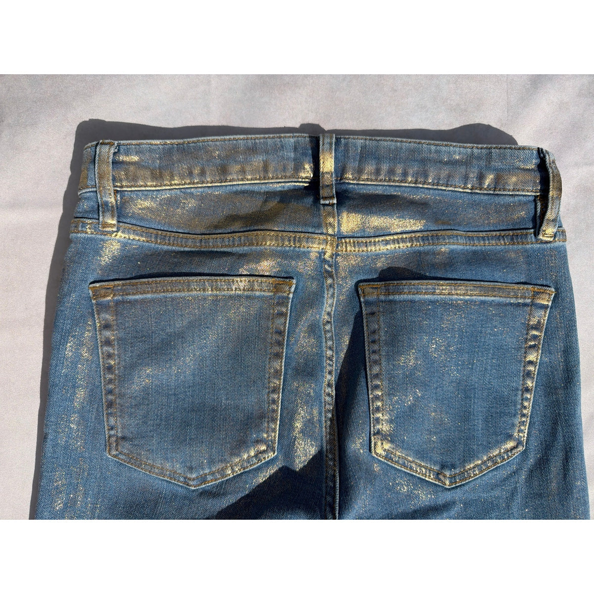 Frame Le Crop Mini Boot Gold Glitter Shimmery Jeans Size 27 EUC