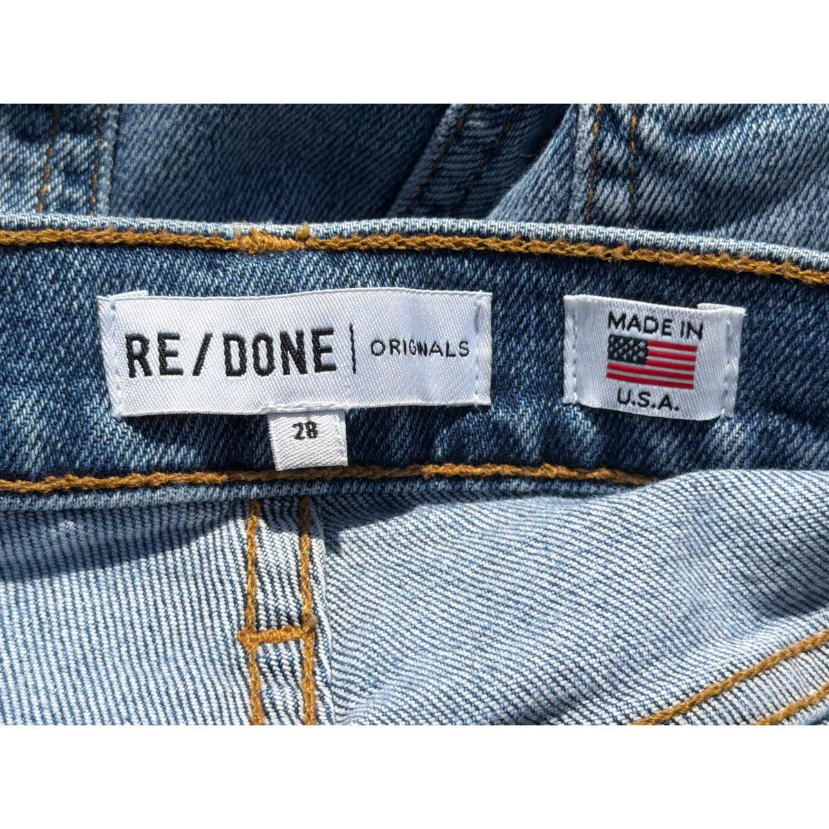 RE/DONE Originals High Rise Slim Fit Ripped Jeans Blue 28