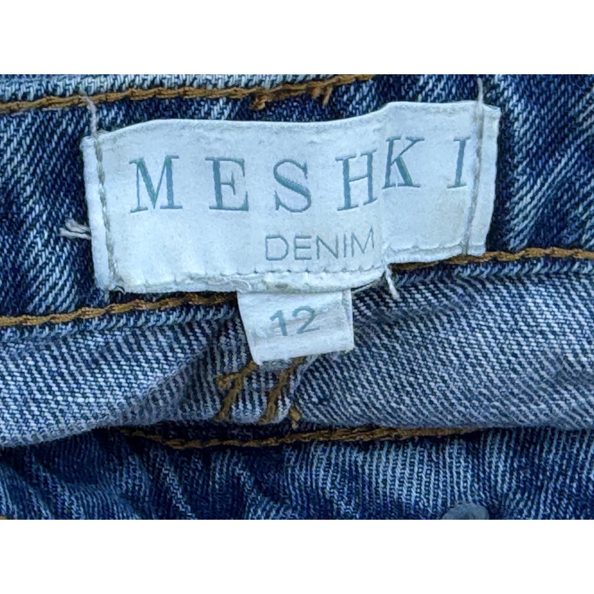 Meshki Denim High Waisted Straight Leg Light Wash Jeans Size 12