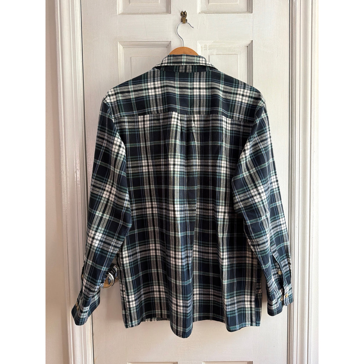 John Blair Vintage Green Plaid Flannel Shirt Jacket Lined Medium