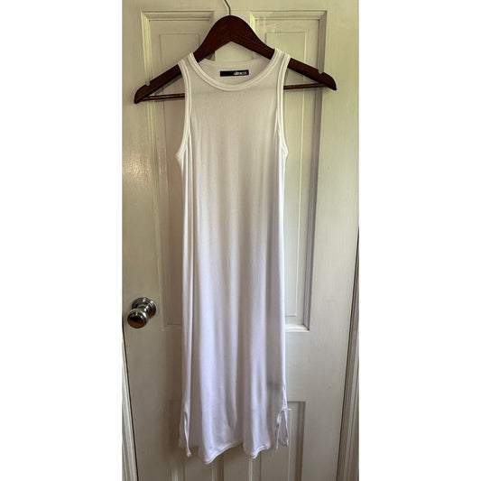 Ultracor Dress Small S White Ribbed Tank Maxi Midi Sleeveless Muscle Tee EUC