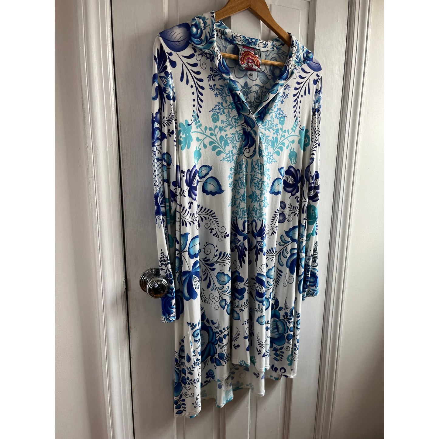 Johnny Was Farrow Botanical Polo Shift Dress 🌿 Sold Out Bamboo Mini Sz M ✨