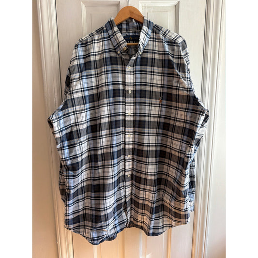 Polo Ralph Lauren 2XLT Big & Tall Plaid  Button Down Black Blue