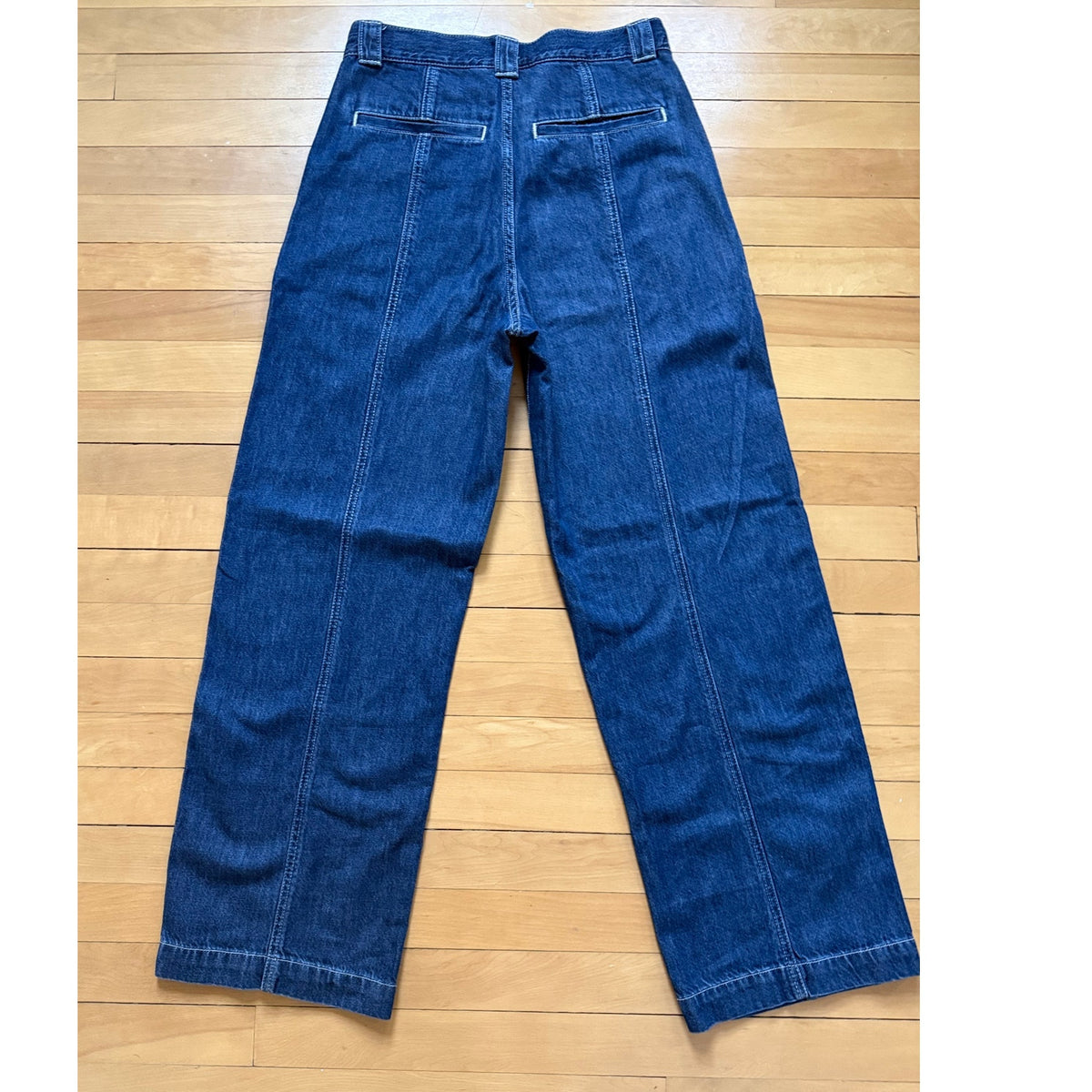 Madewell Wide Leg Trouser Jeans Indigo Pintuck Seam Size 27 EUC