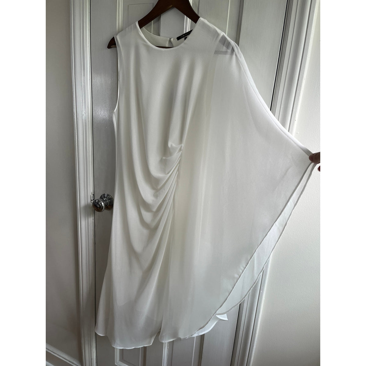 Kobi Halperin NWT Sheila One Sleeve Asymmetric Chiffon Dress Ivory XS