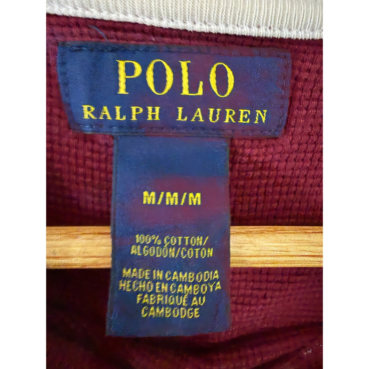 Polo Ralph Lauren Waffle Knit Thermal Long Sleeve Shirt Medium Burgundy Maroon M