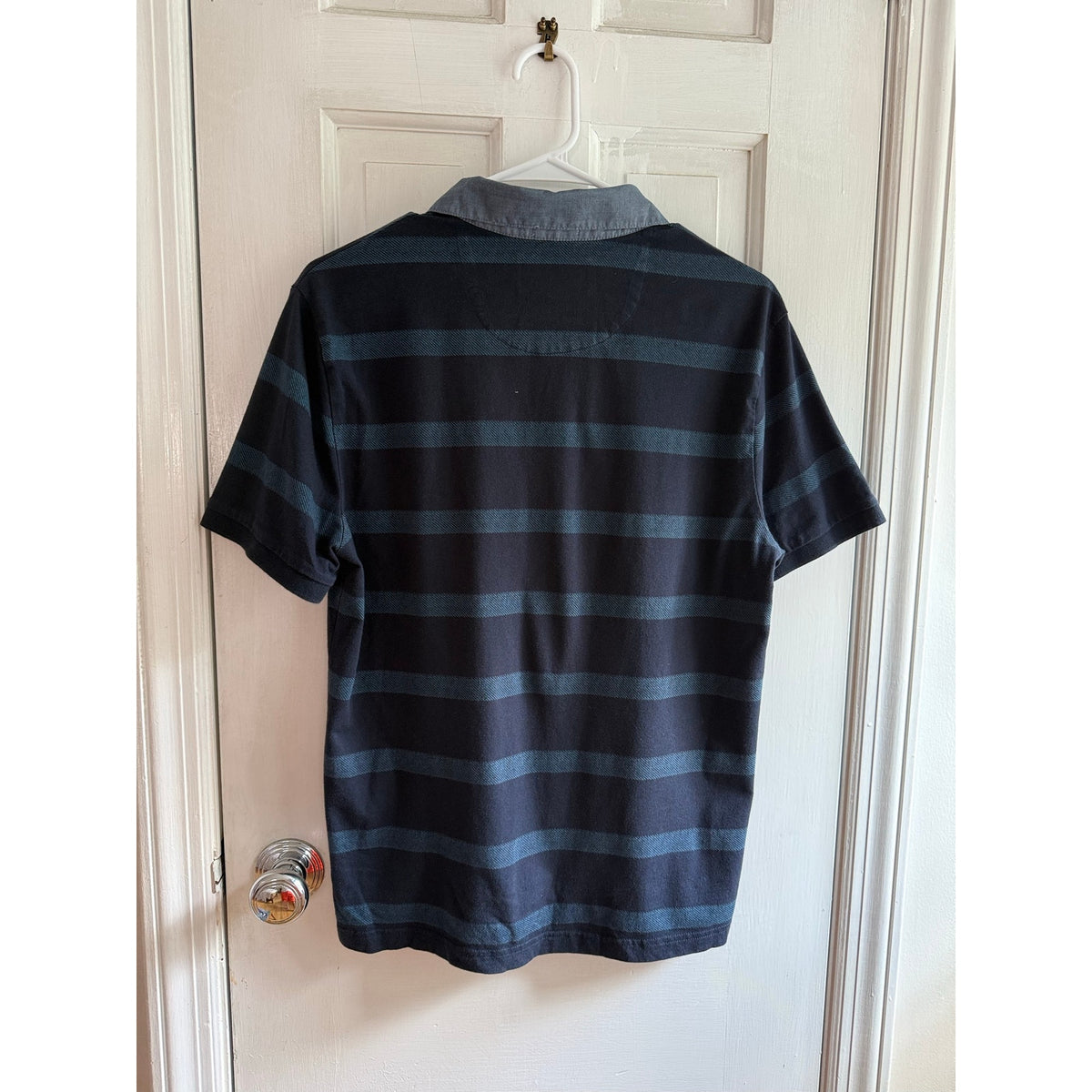 Original Penguin Polo Shirt Men’s Small Striped Blue Short Sleeve Cotton EUC