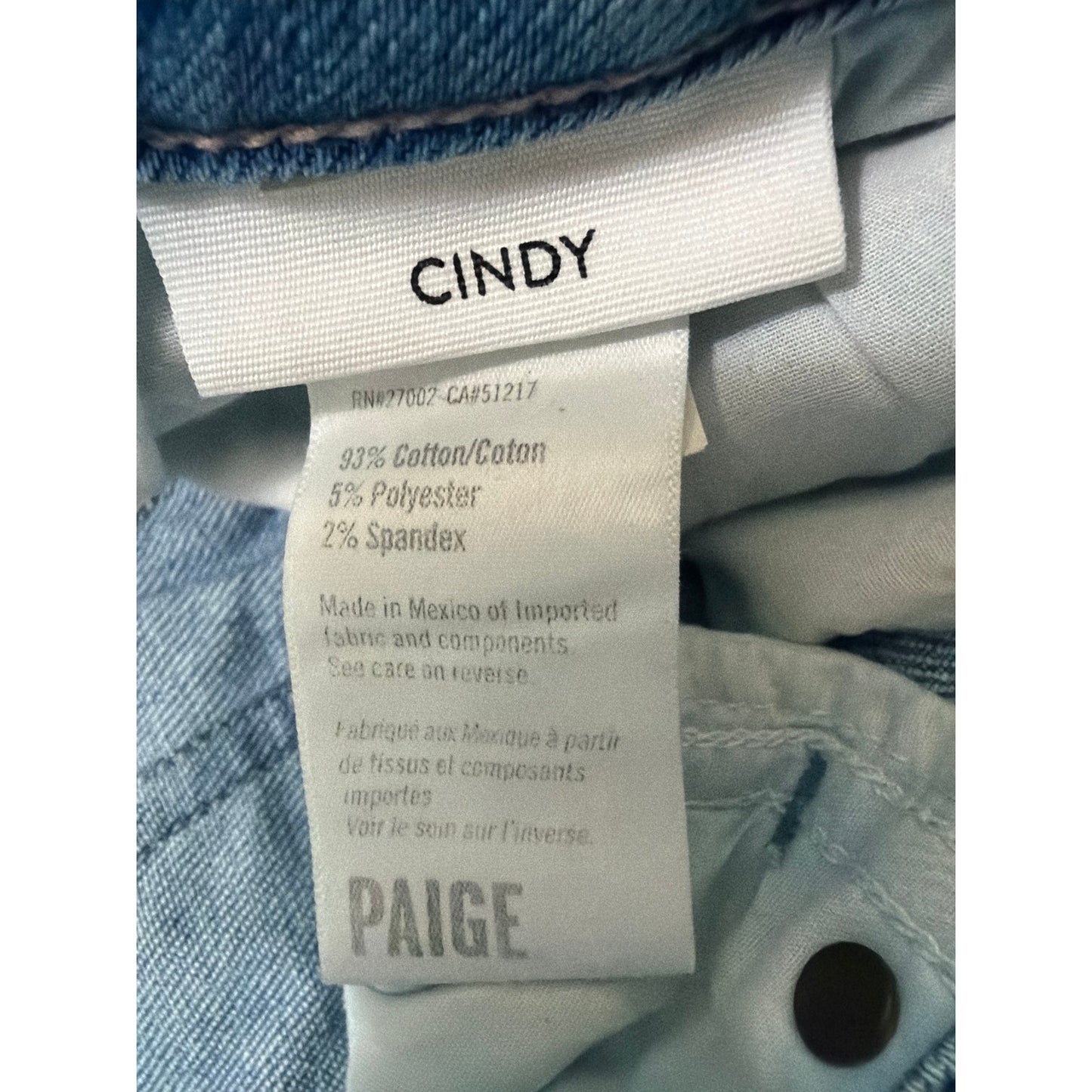 Paige Size 30 Cindy Style Light Wash Ripped Midrise Jean