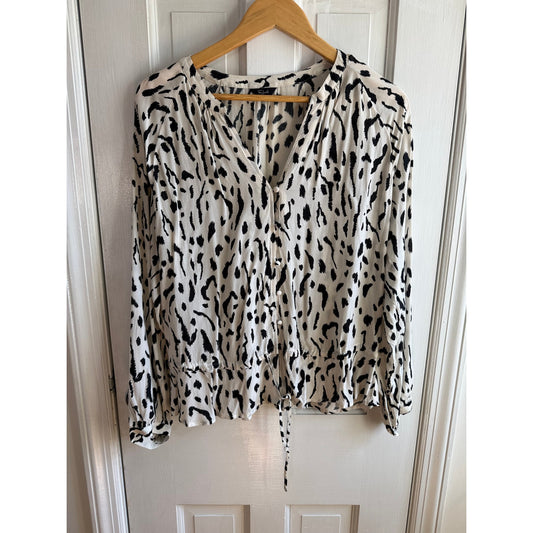 Rails Marti Ivory Cheetah Print Button Down Shirt Size Large EUC