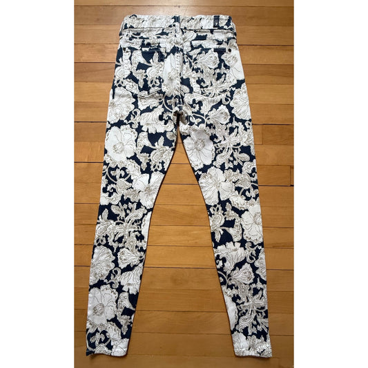 7 For All Mankind "The Ankle Skinny" Moody Floral Jeans - Size 24 - EUC