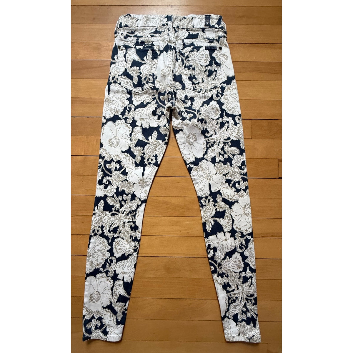 7 For All Mankind "The Ankle Skinny" Moody Floral Jeans - Size 24 - EUC