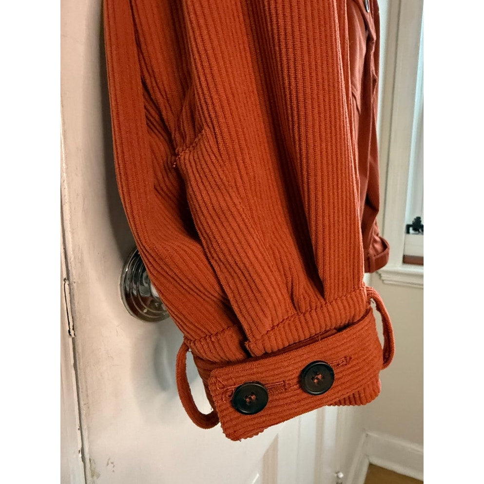 Avec Les Filles Relaxed Corduroy Shacket - Rust Orange - Women's Size Medium